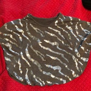 Girls butterfly sleeve sequin shirt size small
